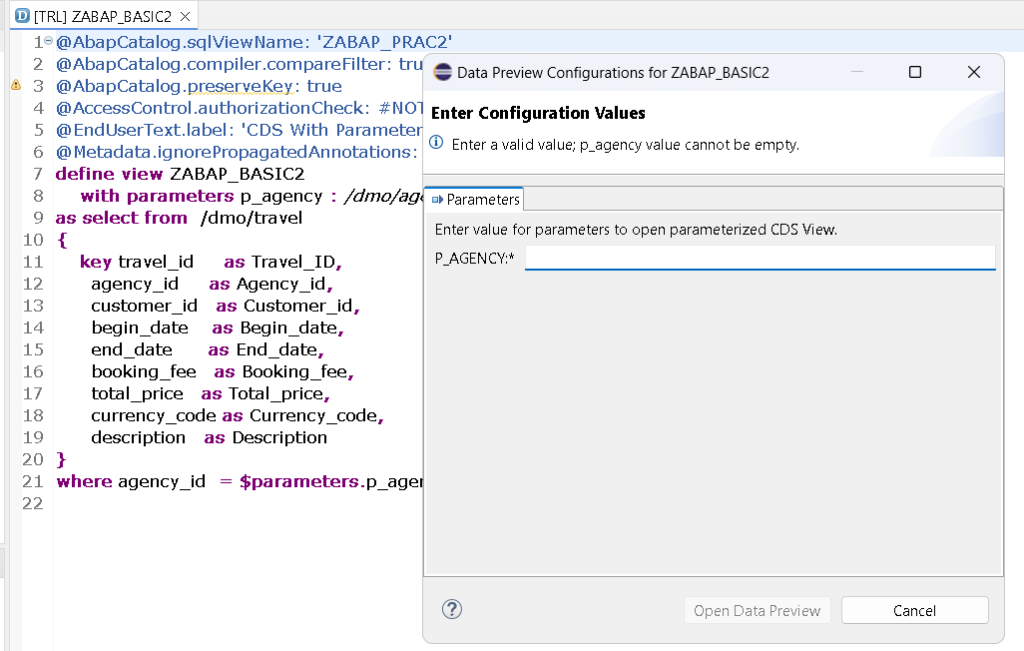 How to create CDS View with parameter – Easy Steps